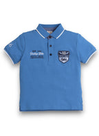 Senior Boys' Polo T-Shirt “ Blue Colour With Embroidered Label Detail