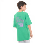 victor and jane green graphic t-shirt with New Generation Waves Spot print on the back worn by a young boy