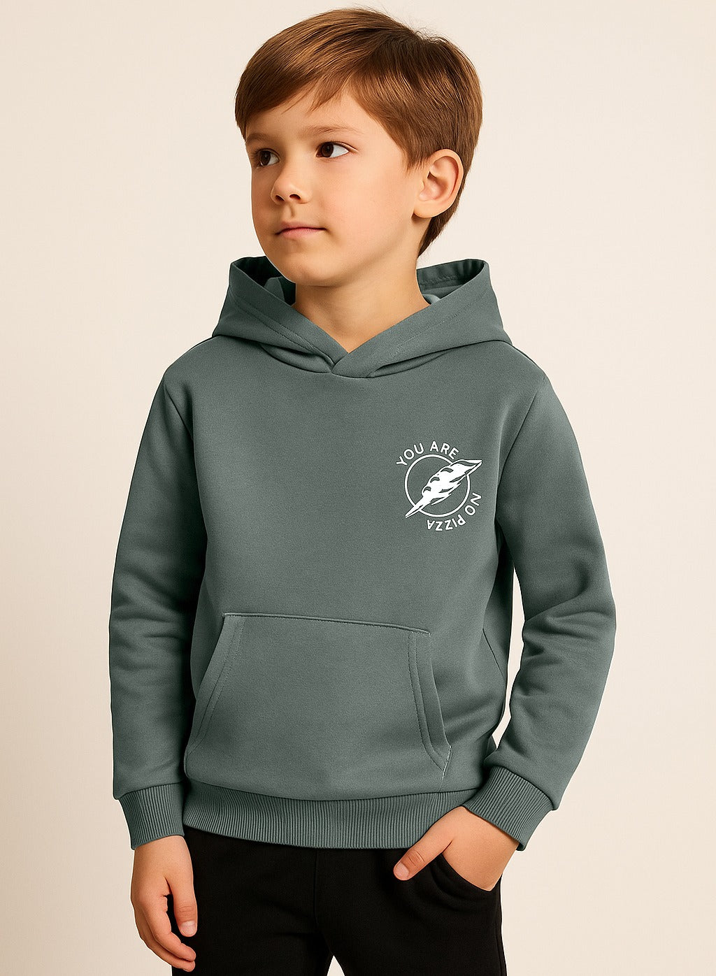 Boys' Olive Green Hoodie with “You Can’t Make Everyone Happy” Print