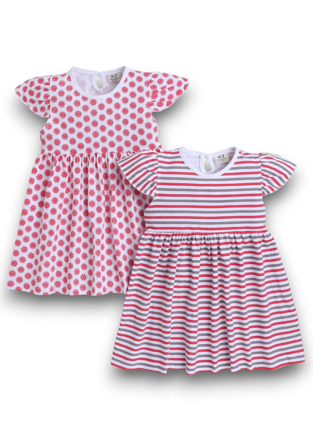 Victor And Jane - All-Over Printed Cap Sleeve - Dress (Pack Of 2)