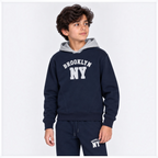 victor and jane boys navy fleece hoodie and jogger set with Brooklyn NY graphic print