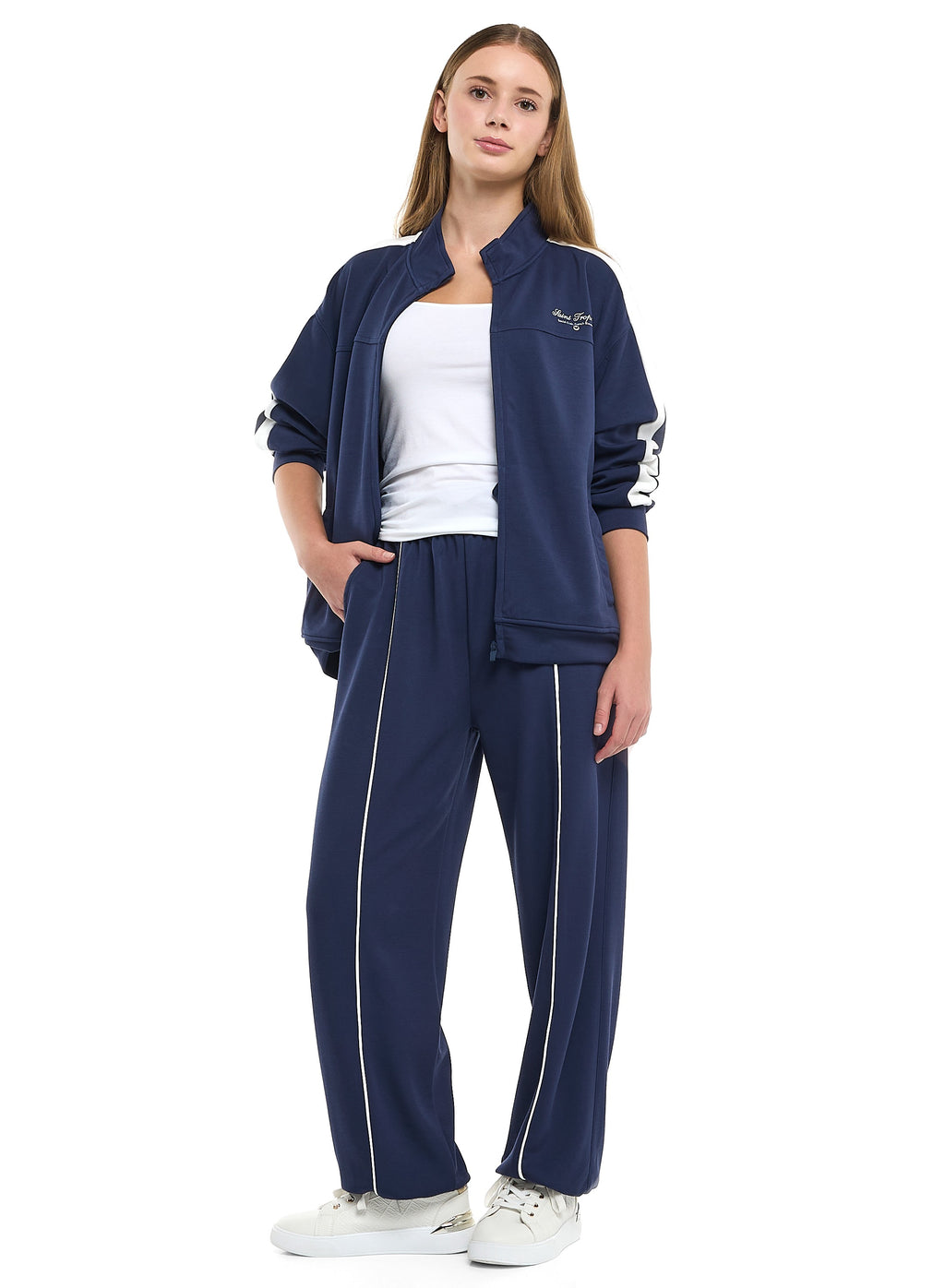 Ladies Navy Track Set “ Zip-Up Jacket & Joggers