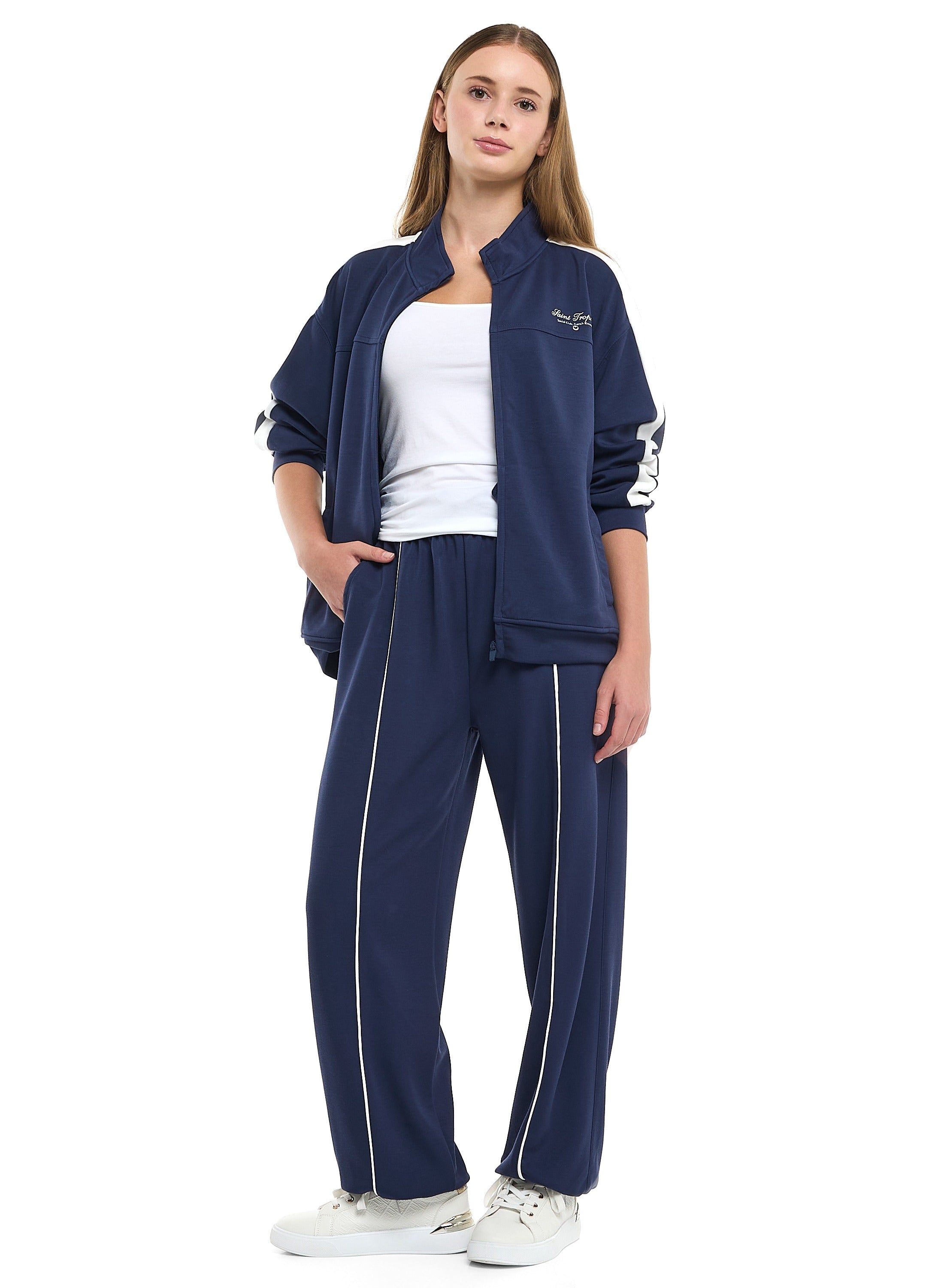 Ladies Navy Track Set “ Zip-Up Jacket & Joggers