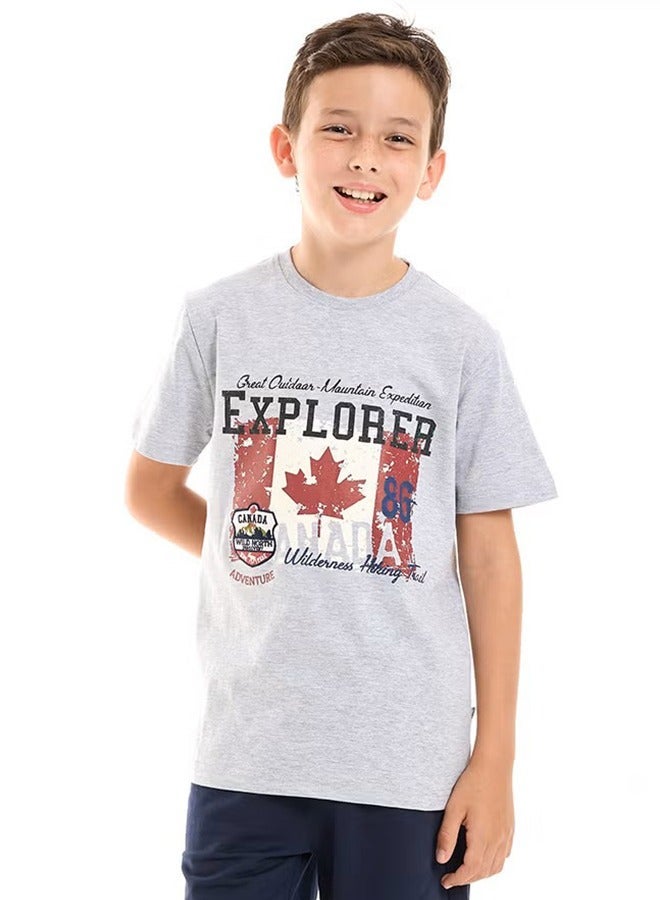 Victor and Jane Canada Graphic Round Neck T-shirt - Grey