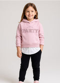 Girls Party Layered Fleece Hoodie “ Pink
