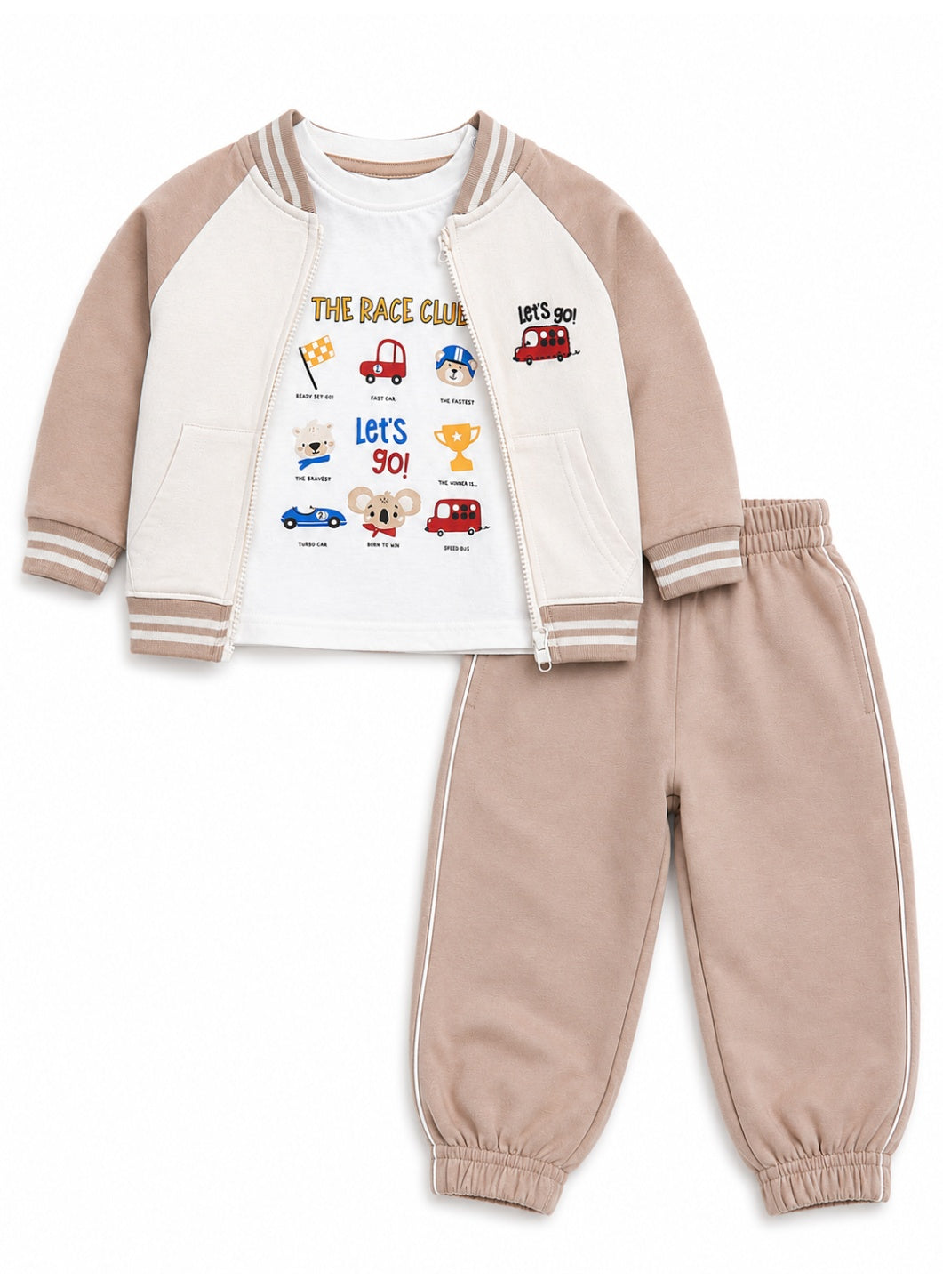 Boys 3-Piece Set – Full Zip Sweatshrt, Longsleeve Tee & Jogger Pants

Description: