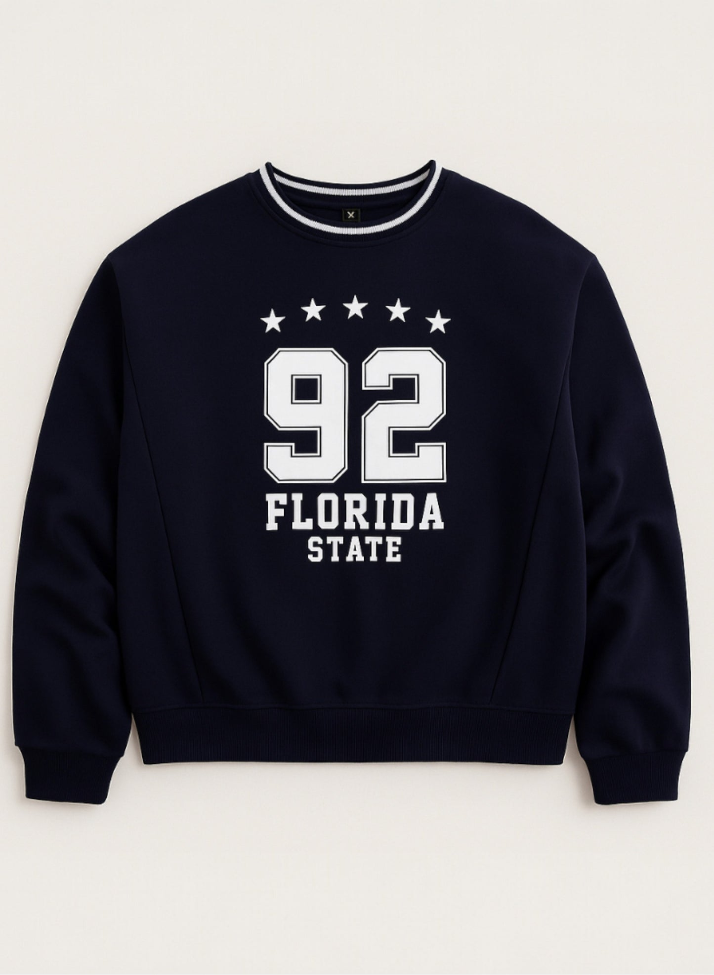 “Florida State 92” Contrast Rib Pullover Sweatshirt – 100% Cotton Fleece