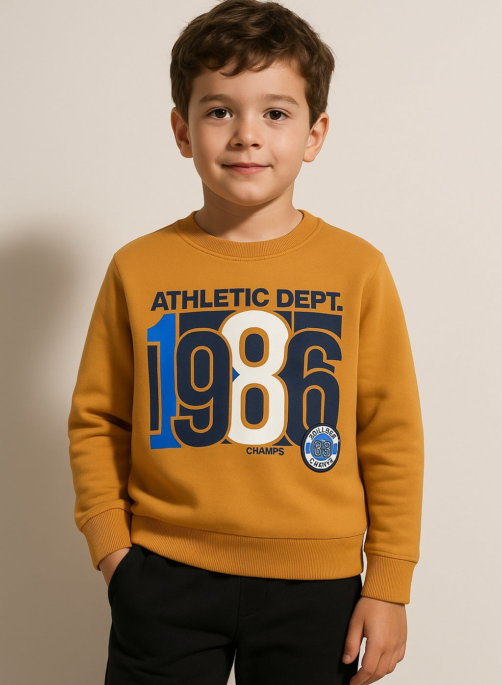 Boys' Mustard Yellow "Athletic Dept. 1986" Graphic Sweatshirt
