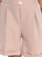 Salmon Color Waistcoat And Short Set With Shirt And Bow Tie