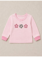 Baby Girls Floral sweatshirt & Jogger Set with 3-Piece Hair Clips