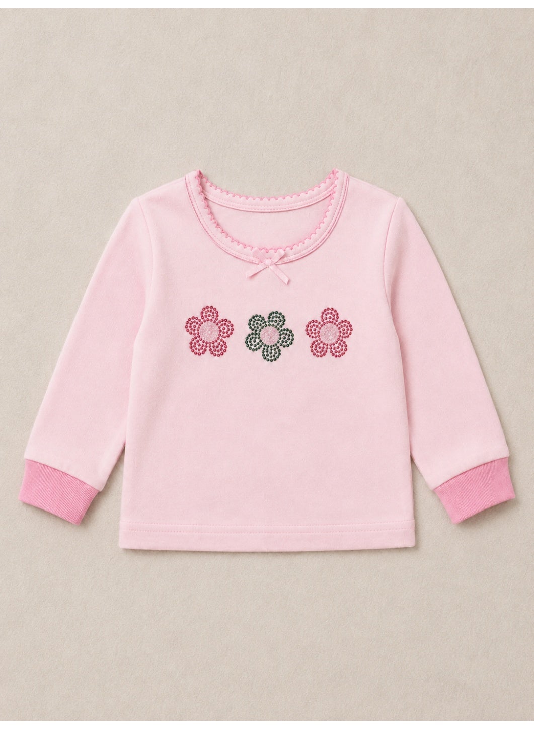 Baby Girls Floral sweatshirt & Jogger Set with 3-Piece Hair Clips