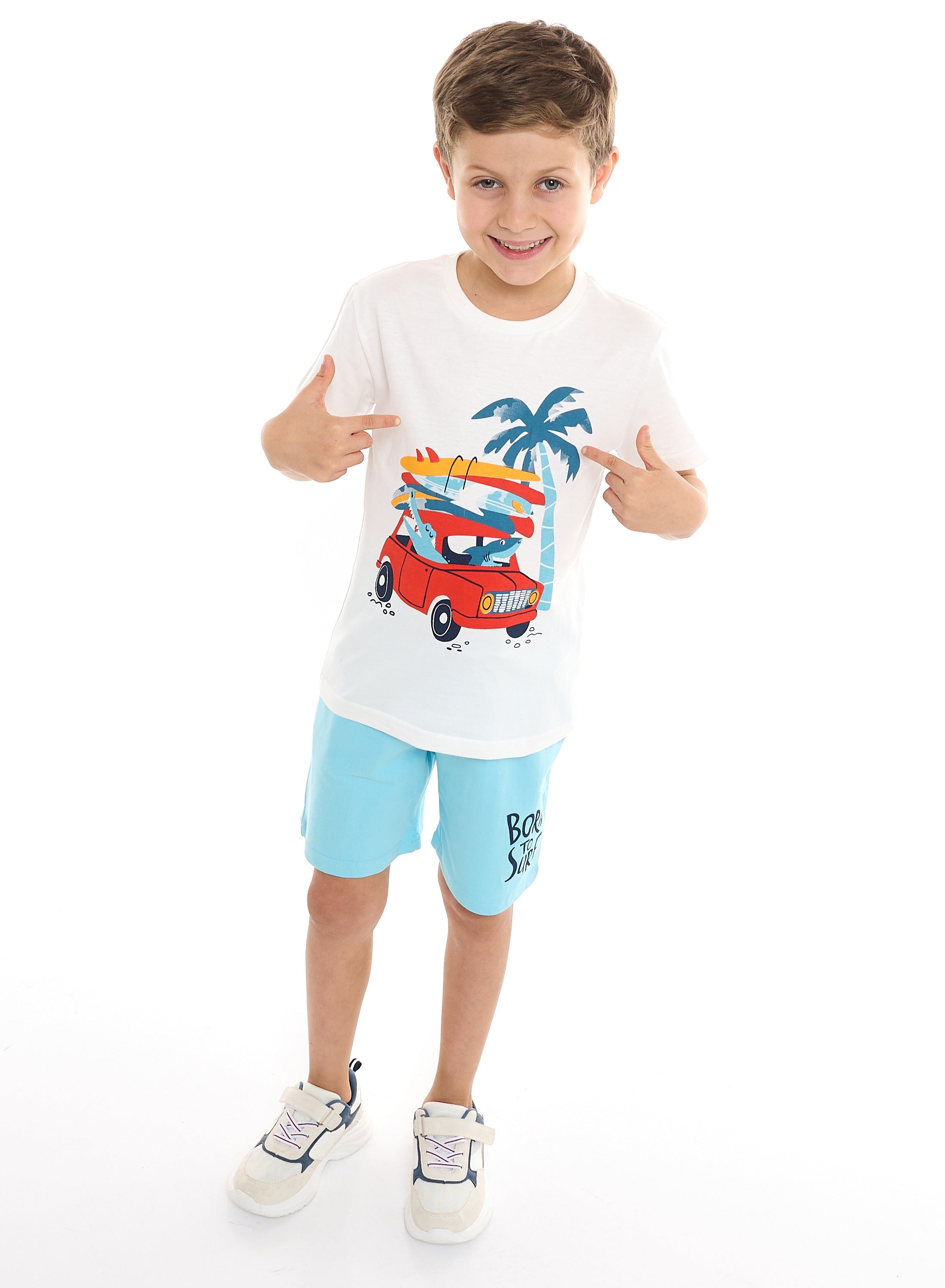 Victor And Jane 2 Piece Sets With Matching Tshirt And Slogan Print Shorts With Elasticated Waist
