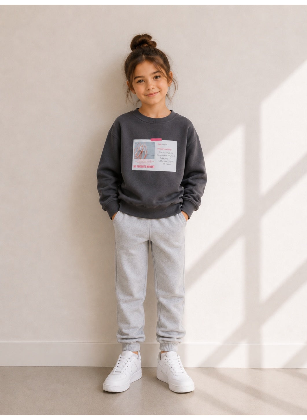 Girls Graphic Pullover with Front & Back Print