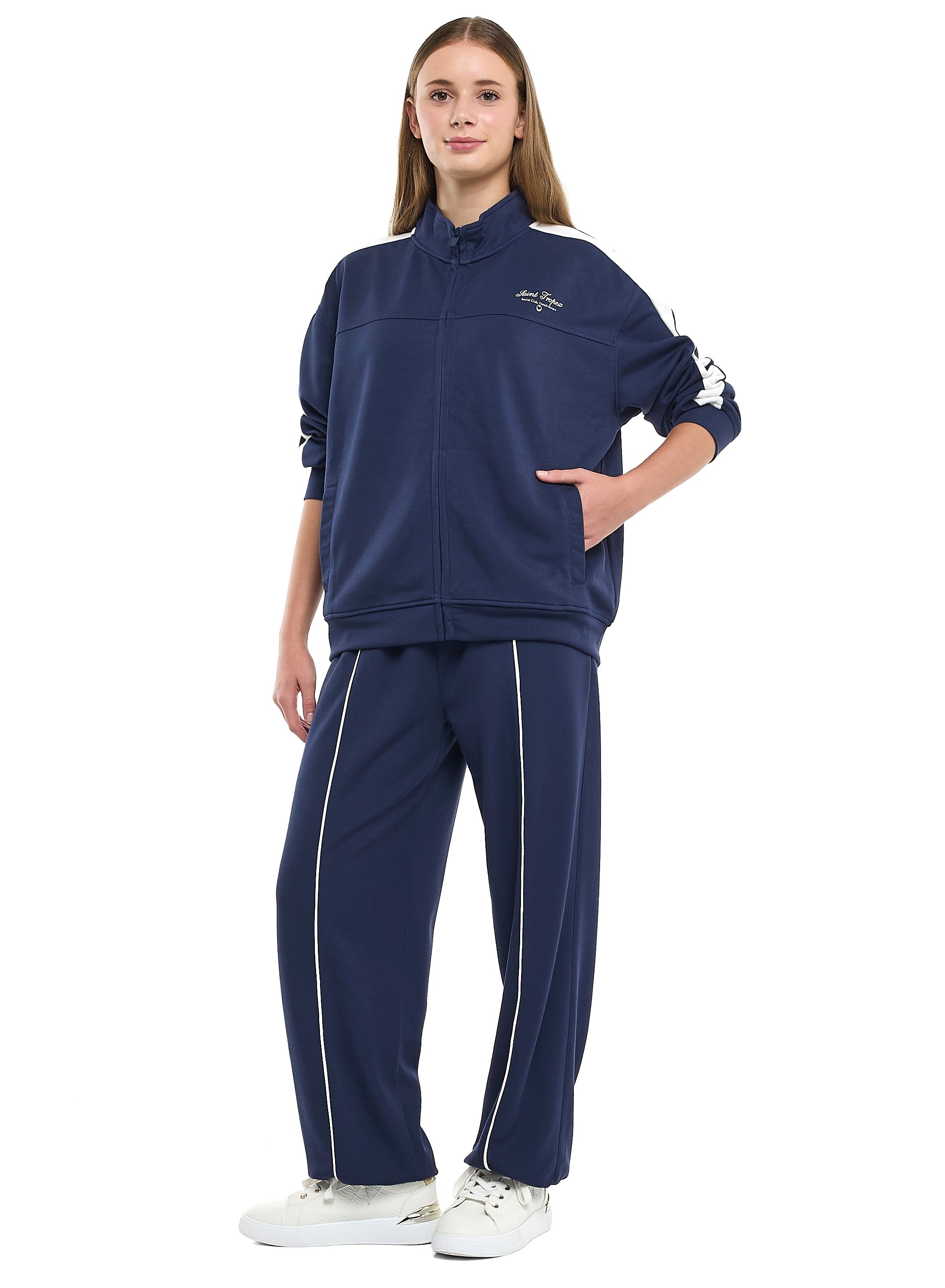 Ladies Navy Track Set “ Zip-Up Jacket & Joggers
