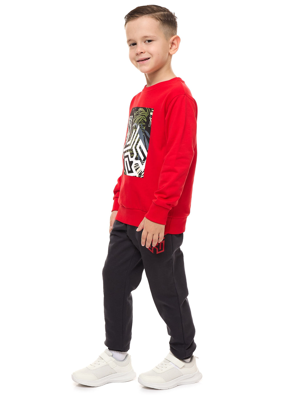 Boys' 2-Piece Sweatshirt And Jogger Set Red-Navy