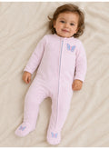 Baby Girls Butterfly Print Footed Onesie