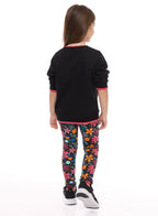 Embellished Top With Floral Printed Legging