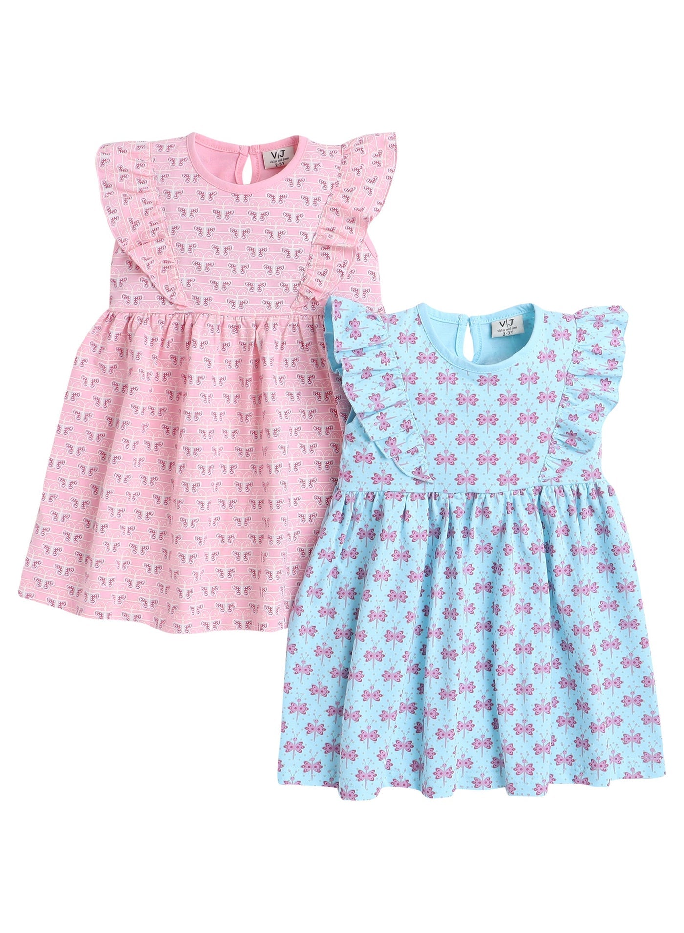 Victor And Jane - All-Over Printed Ruffle Dress (Pack Of 2)