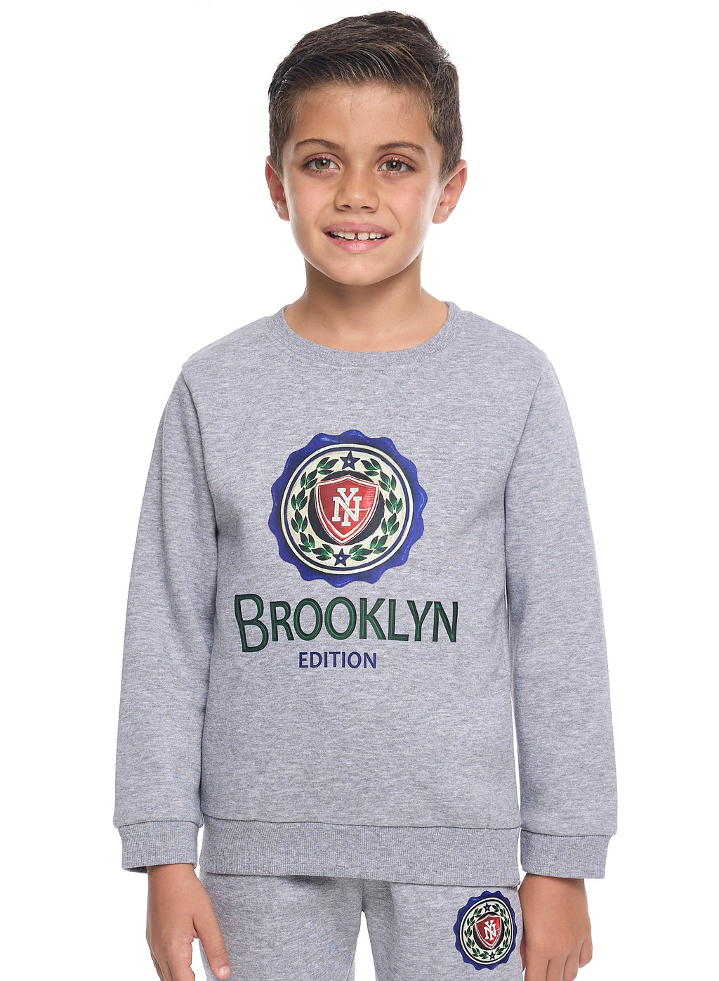 Victor And Jane Brooklyn Edition Full Sleeves Sweatshirt And Joggers Co-Ords Set - Grey