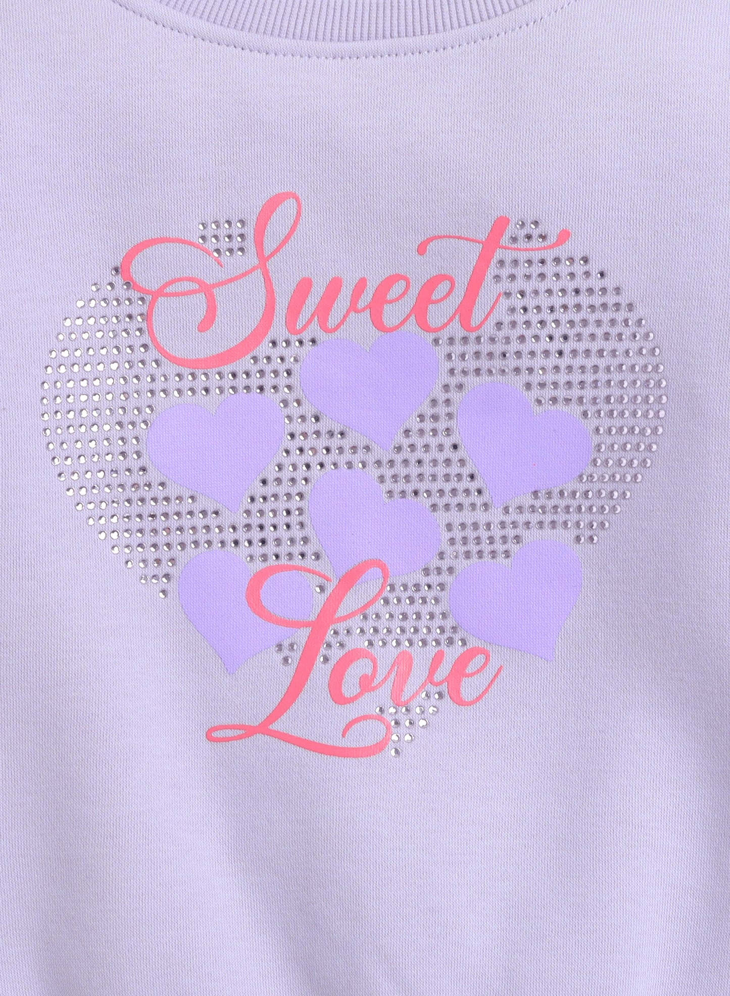 Girls “Sweet Love” Heart Fleece Sweatshirt – Pink