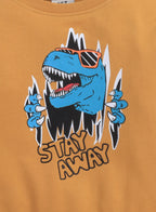 Boys' Mustard Yellow"Stay Away Dino" Graphic Sweatshirt