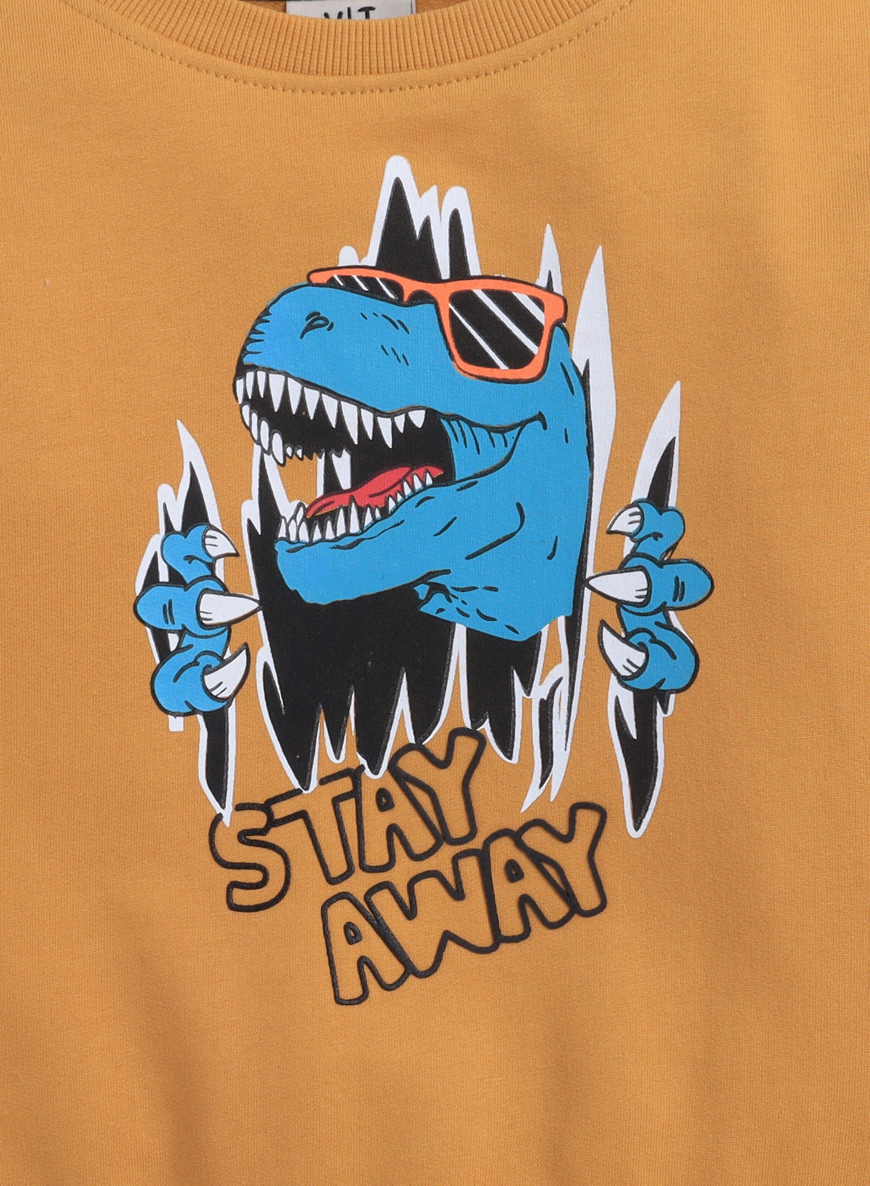 Boys' Mustard Yellow"Stay Away Dino" Graphic Sweatshirt