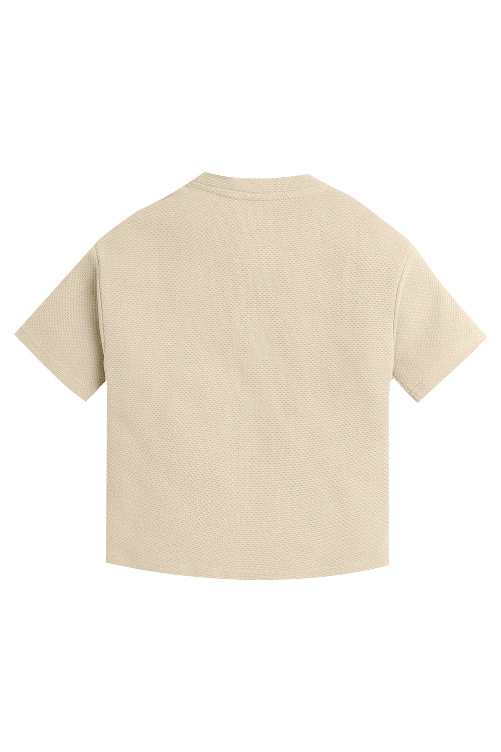 Junior Boys Textured Cotton T-Shirt - Beige