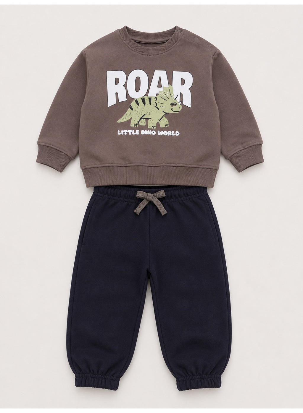 Baby Boys "ROAR-Little Dino World" Sweatshirt & Cargo Jogger Pants Set