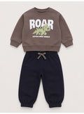 Baby Boys "ROAR-Little Dino World" Sweatshirt & Cargo Jogger Pants Set
