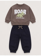 Baby Boys "ROAR-Little Dino World" Sweatshirt & Cargo Jogger Pants Set