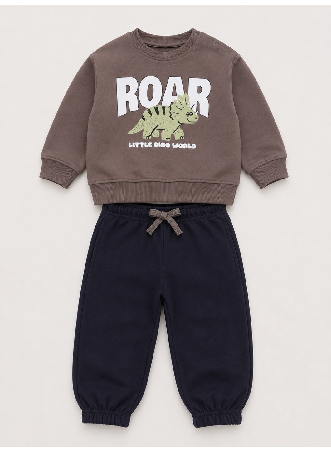 Baby Boys "ROAR-Little Dino World" Sweatshirt & Cargo Jogger Pants Set