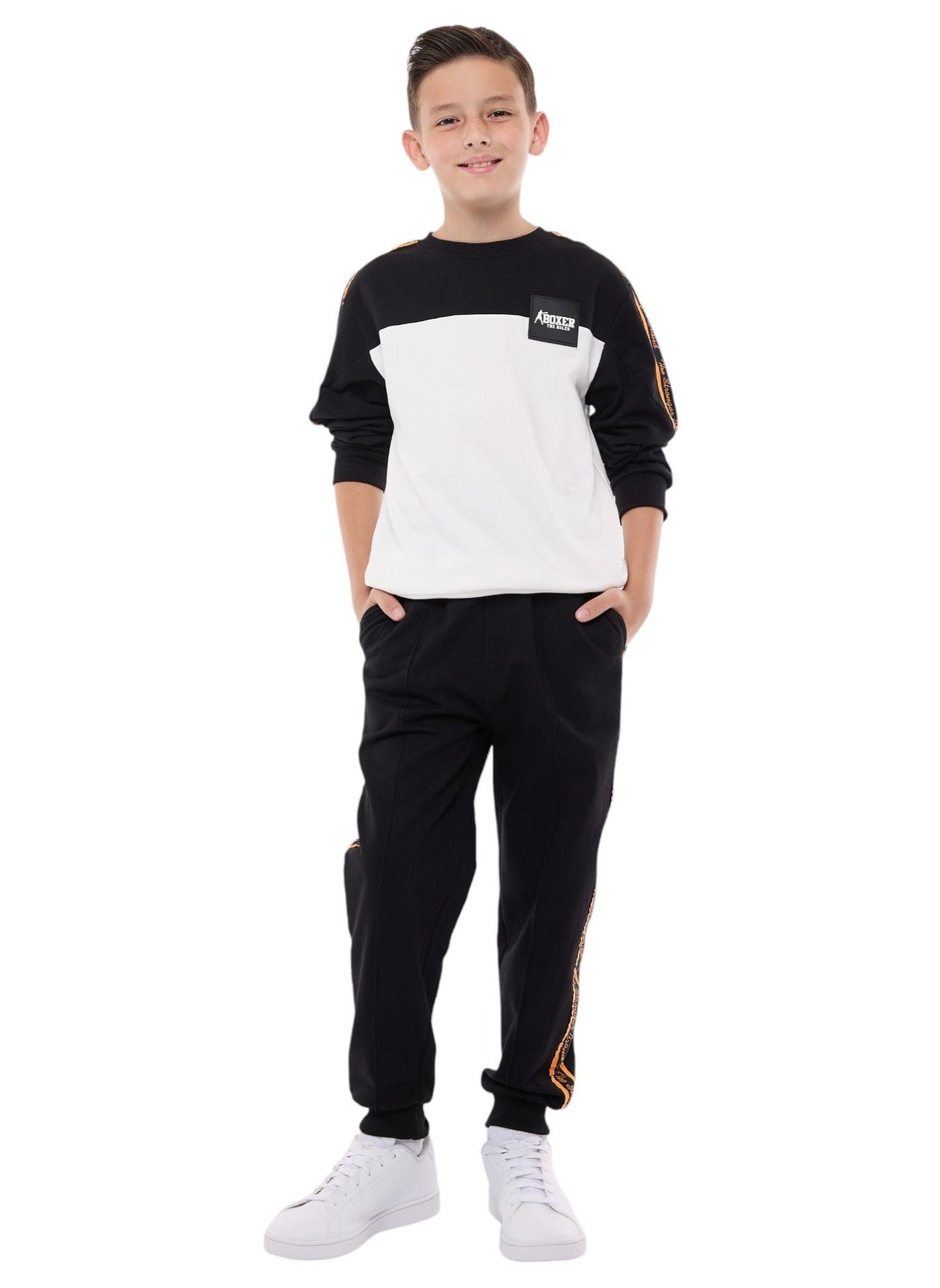 Boys' 2-Piece Set- Sweatshirt And Jogger Set Off-White/Black