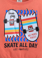 Boys' Coral "Skate All Day" Graphic Sweatshirt