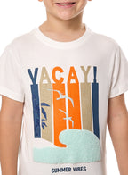 Victor And Jane Boys' 2Pc Set “ Summer Vibes & Beach Days -Off White And Blue