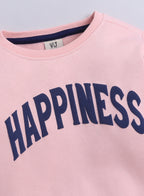 Girls' “ Œhappiness” Slogan Cotton Fleece Sweatshirt | 100% Cotton