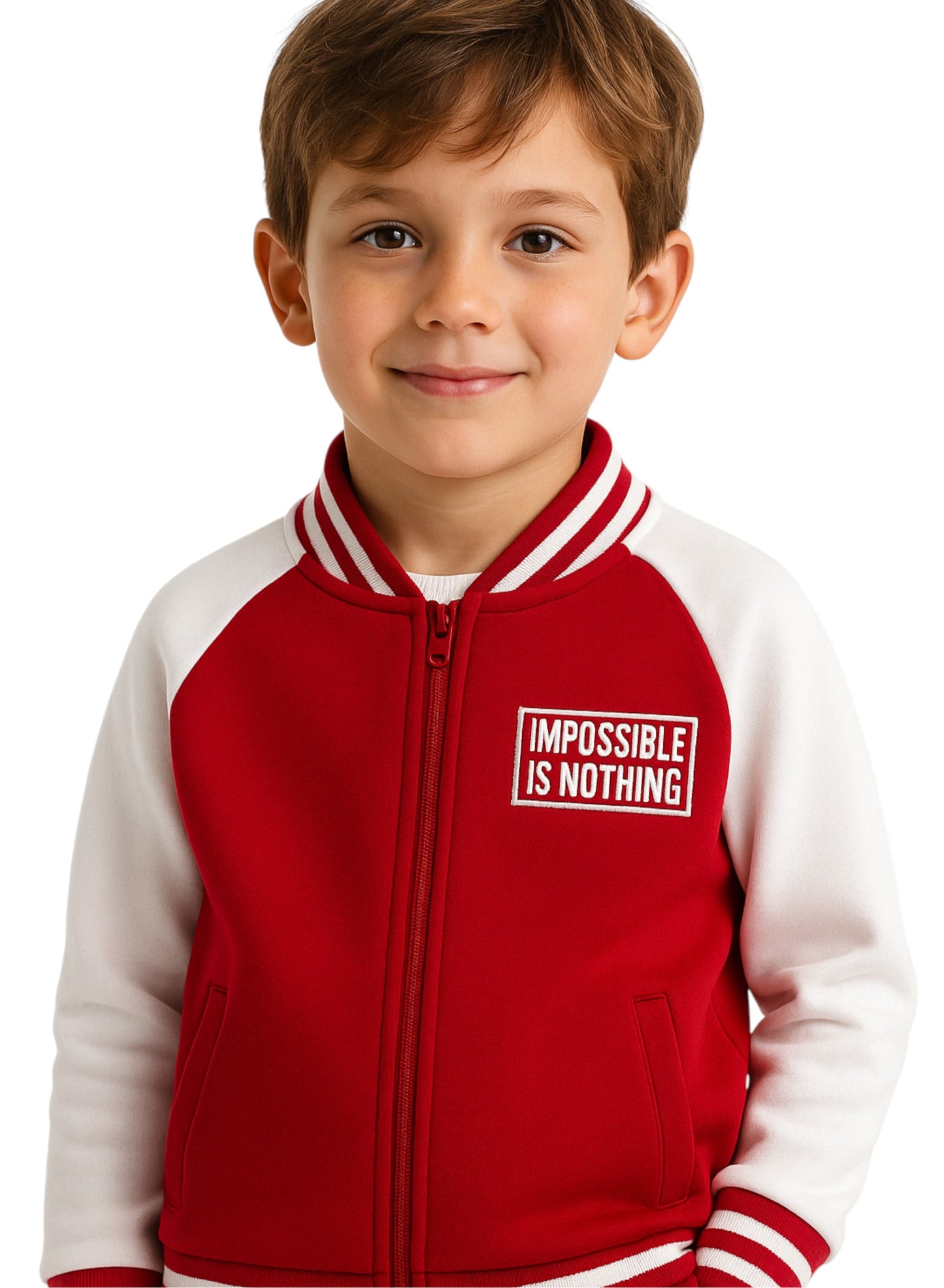 Boys' Trendy Red & White Sports Tracksuit – Break the Rule Print