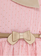 Ivory/Gold Lapel Jacquard Dress