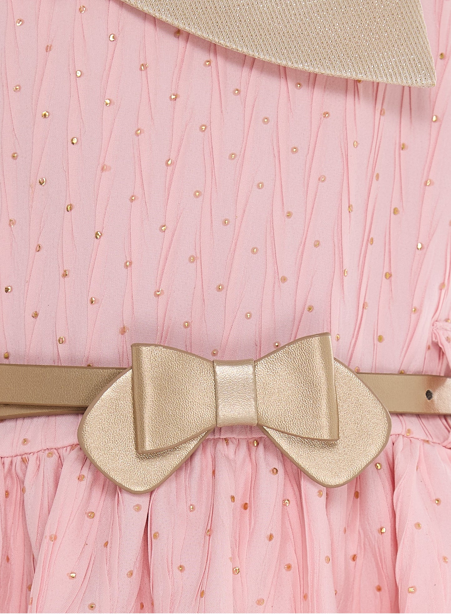 Ivory/Gold Lapel Jacquard Dress