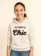Œalways Chic” Hoodie For Girls “ Off-White | 100% Cotton Fleece |