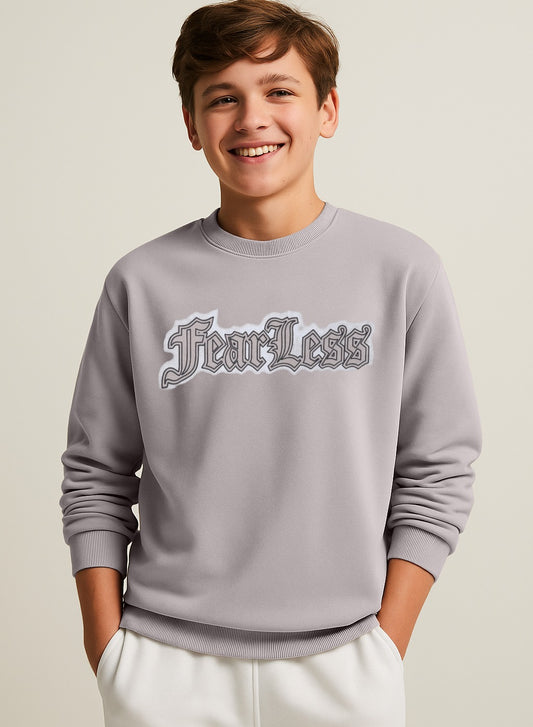 Boys' Beige “Fearless” Graphic Sweatshirt