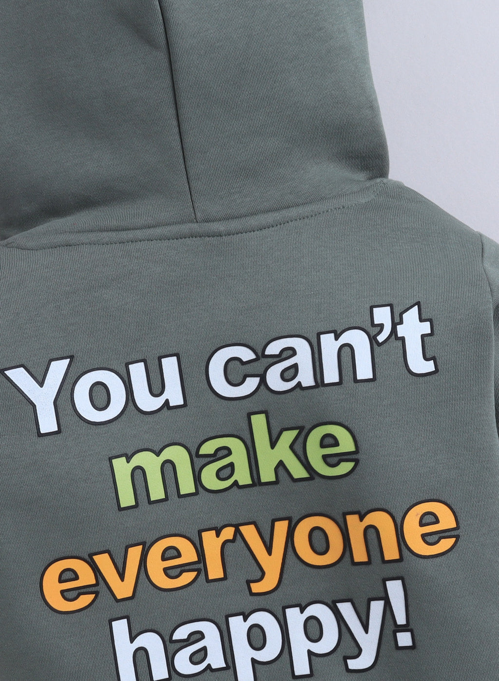 Boys' Olive Green Hoodie With Œyou Can’T Make Everyone Happy” Print
