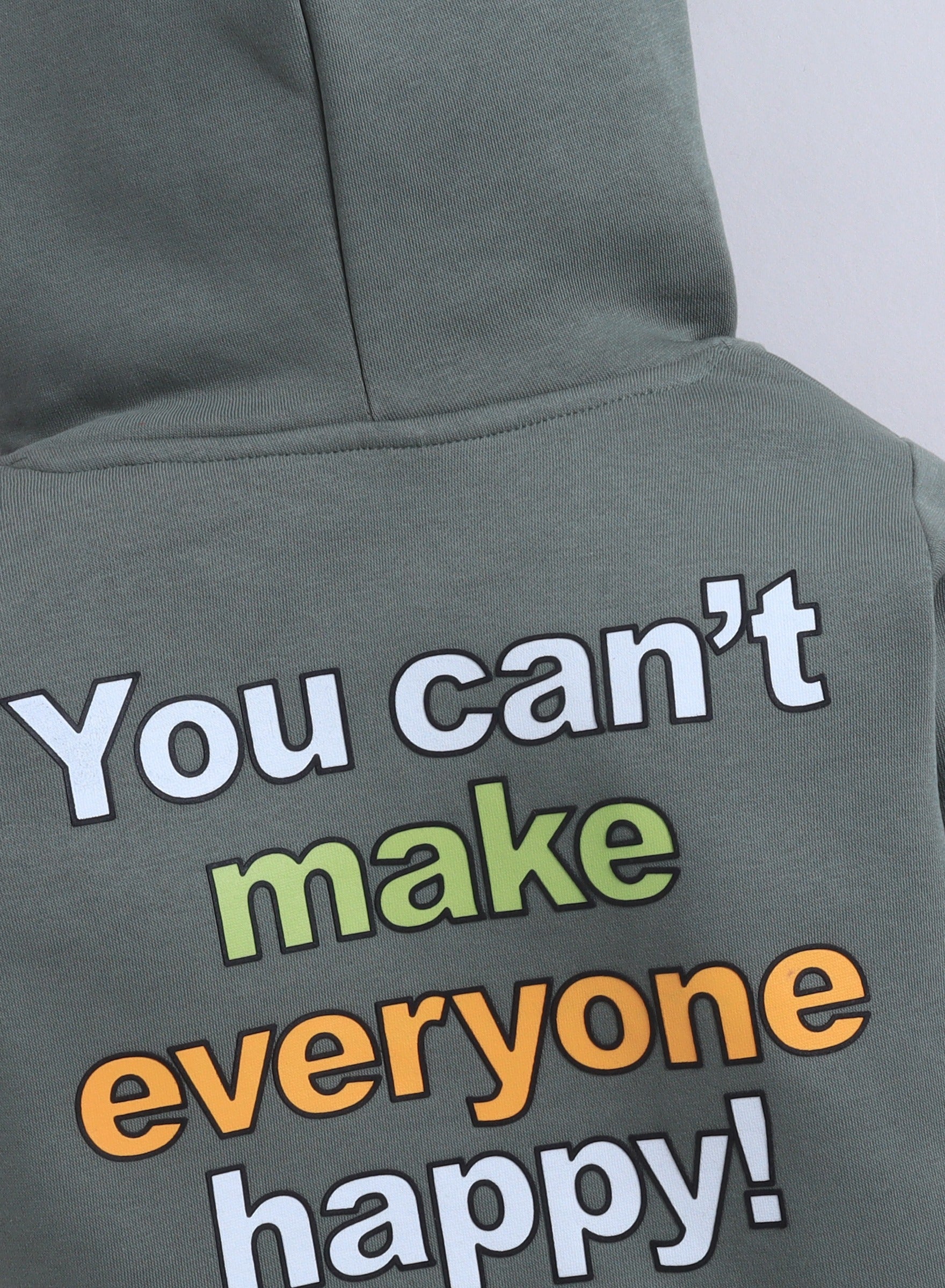 Boys' Olive Green Hoodie With Œyou Can’T Make Everyone Happy” Print