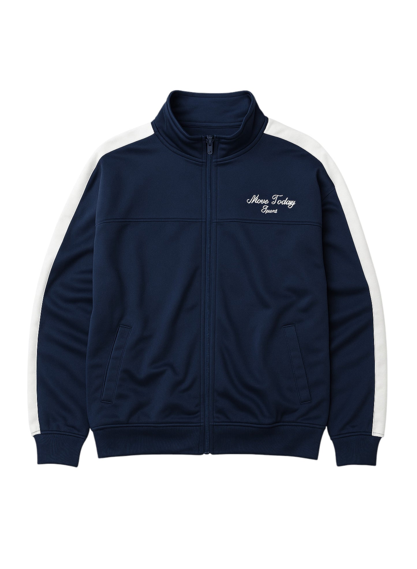 Girls’ Navy Striped Track Set – Zip-Up Jacket & Joggers