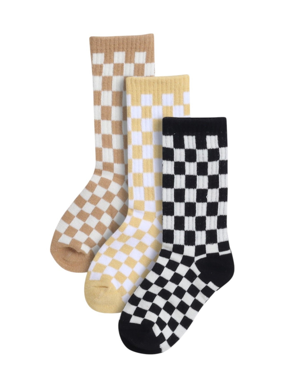 3 Pairs Checkered Crew Length Socks