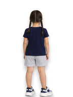 Girls’ T-Shirt & Woven Striped Shorts Set