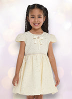 Lemon/Gold Bow Jacquard Dress
