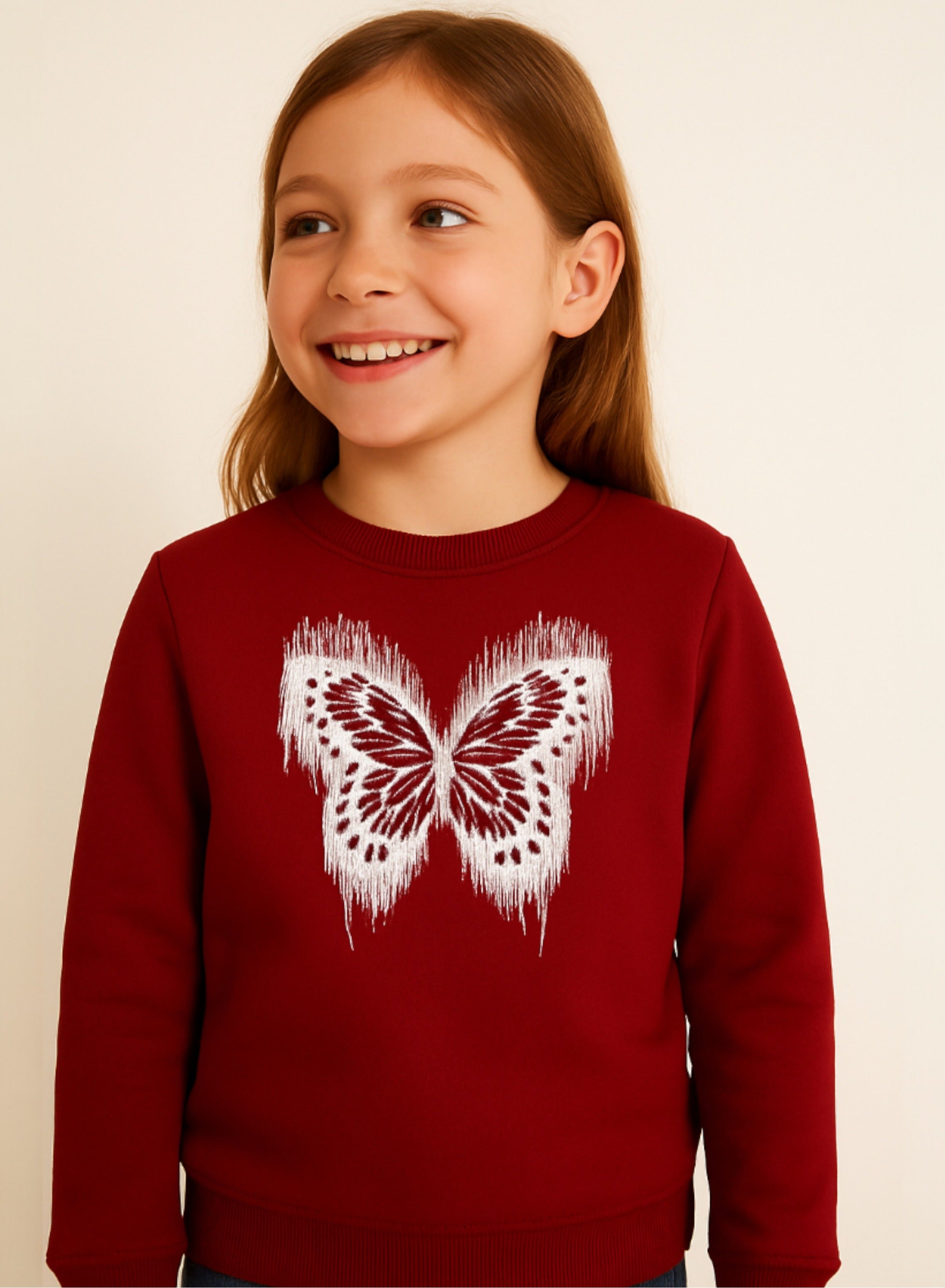 Girls'  “ Butterfly Print Sweatshirt | 100% Cotton