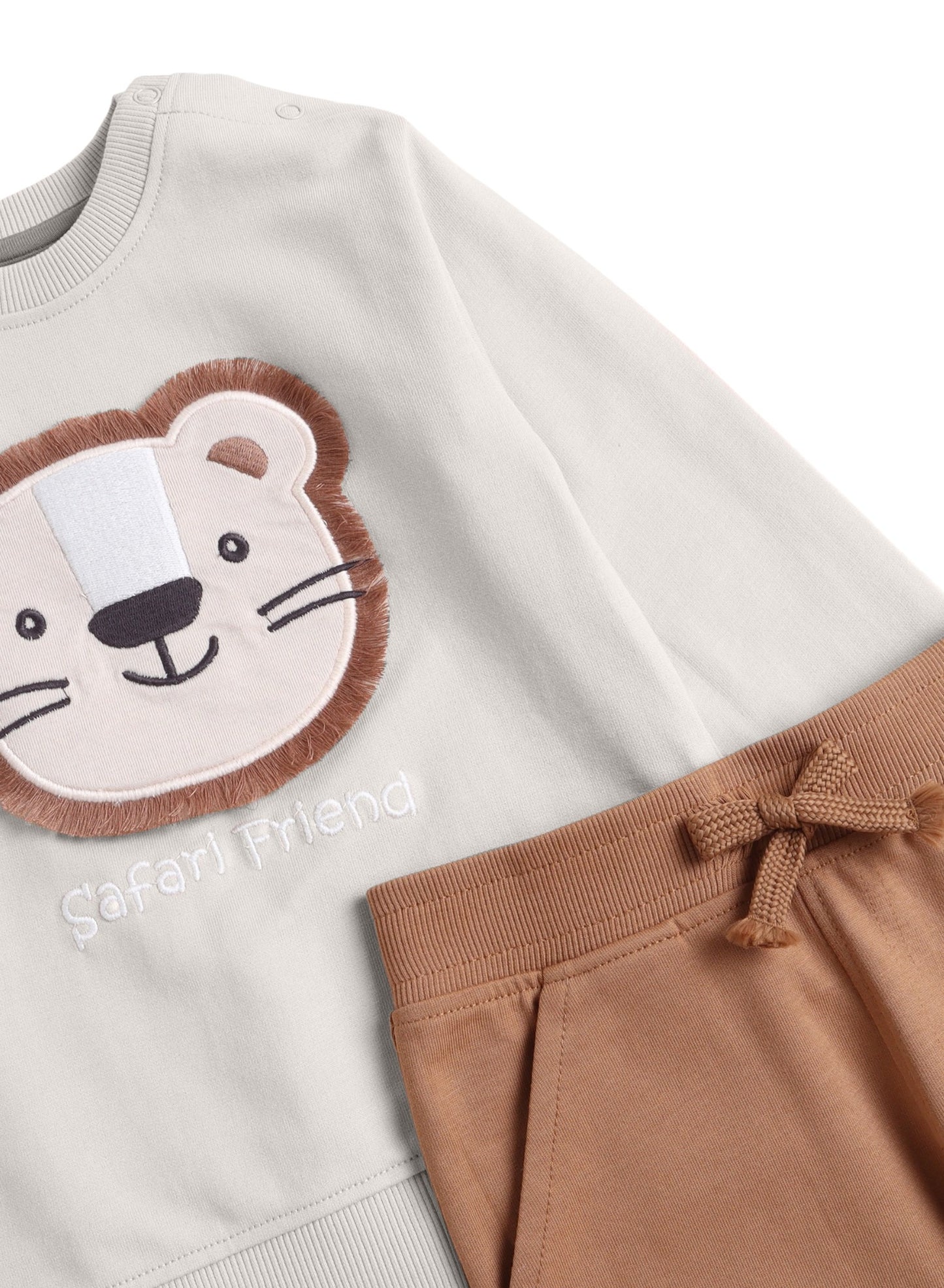 Baby Boys’ 2-Piece Set – “Safari Friend” Lion Sweatshirt & Joggers Set