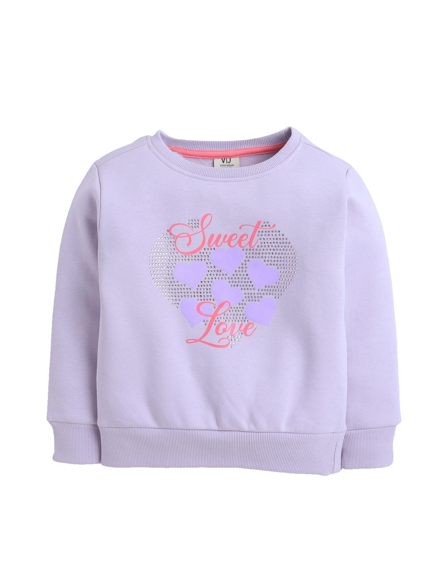 Girls “Sweet Love” Heart Fleece Sweatshirt – Pink