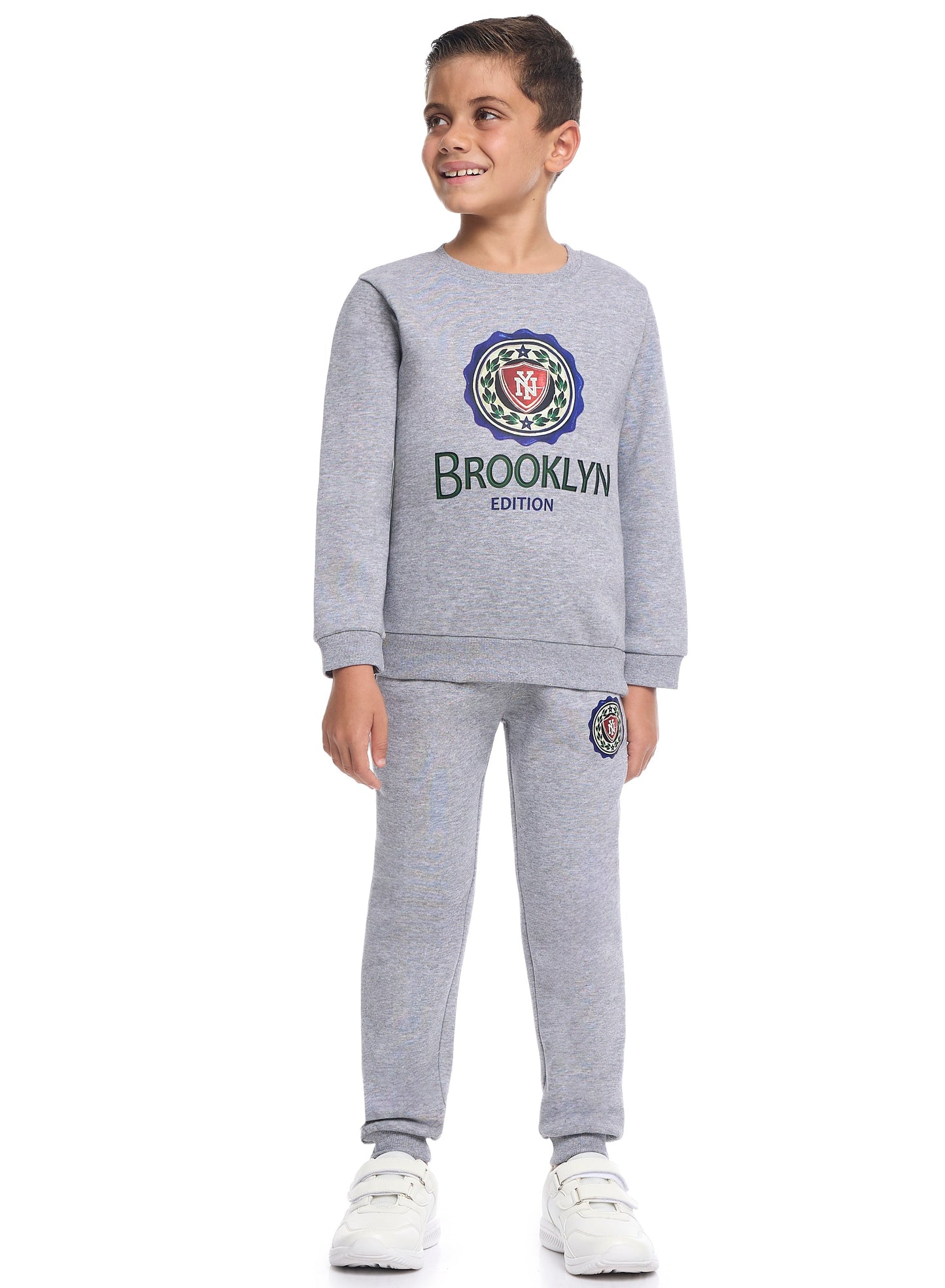 Boys’ Brooklyn Edition Tracksuit – Grey Sweatshirt & Joggers